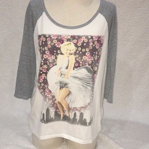 Marilyn Monroe Floral Baseball Tee